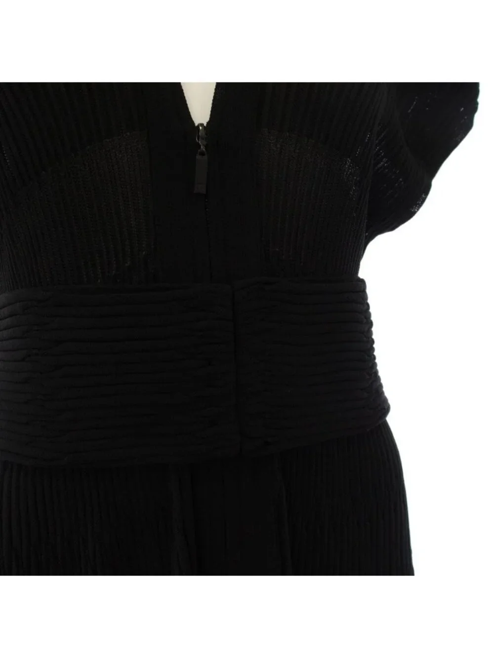 Chanel Dress Front Zip Sleeveless Long 42 Black